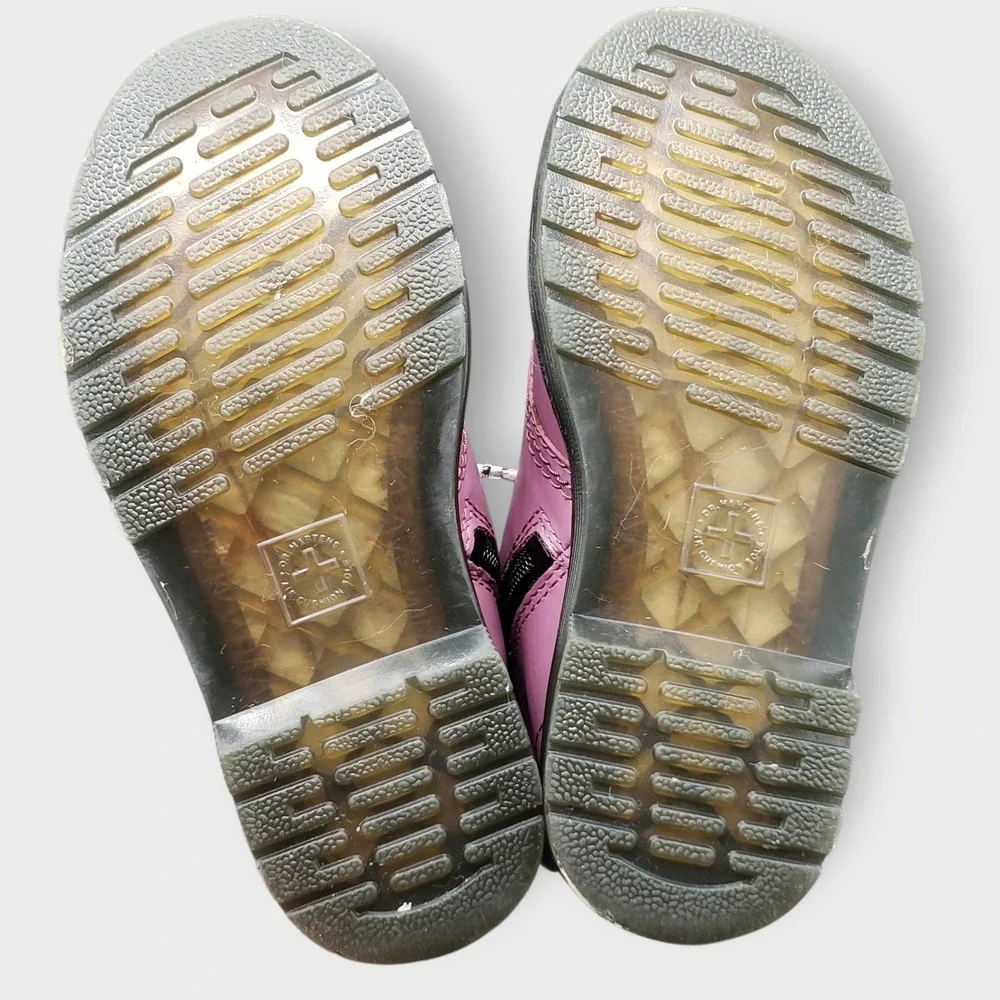 Dr Martens Junior 1460 Toddler Girls Sz 10 Lace Up Combat Boots Pink Black - Picture 9 of 11